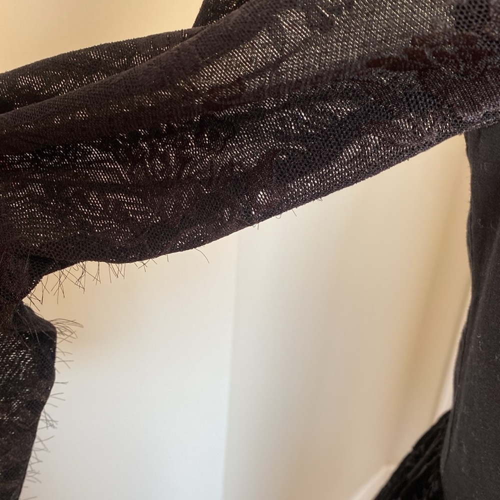 Black Lace High-Low Black Velvet Corset Midi Goth Dress Size 11 - Picture 5 of 17